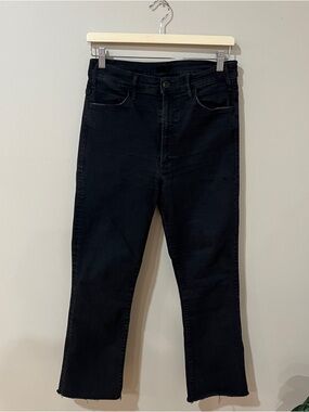 Mother The Hustler Ankle Fray Jeans Womens 31 (fits 29x27) Black Denim High Rise